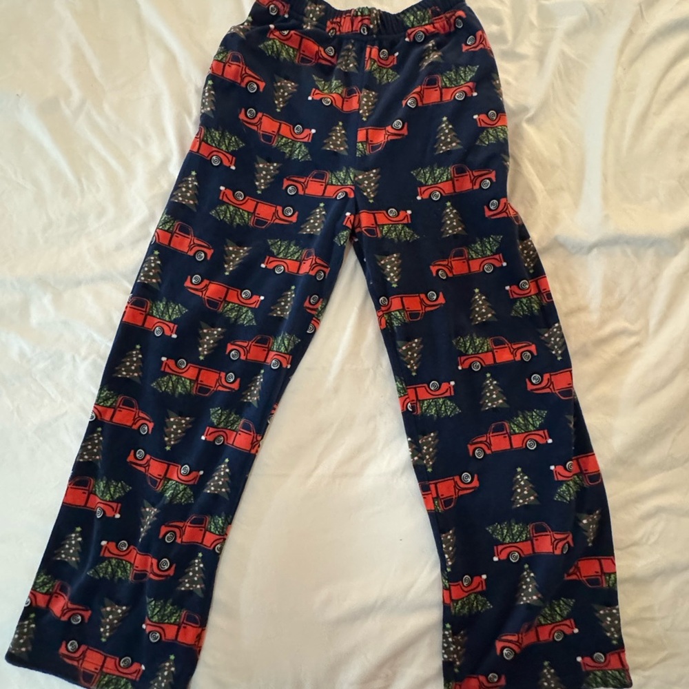Kids Pajama Bottoms with Red Truck and Tree Print